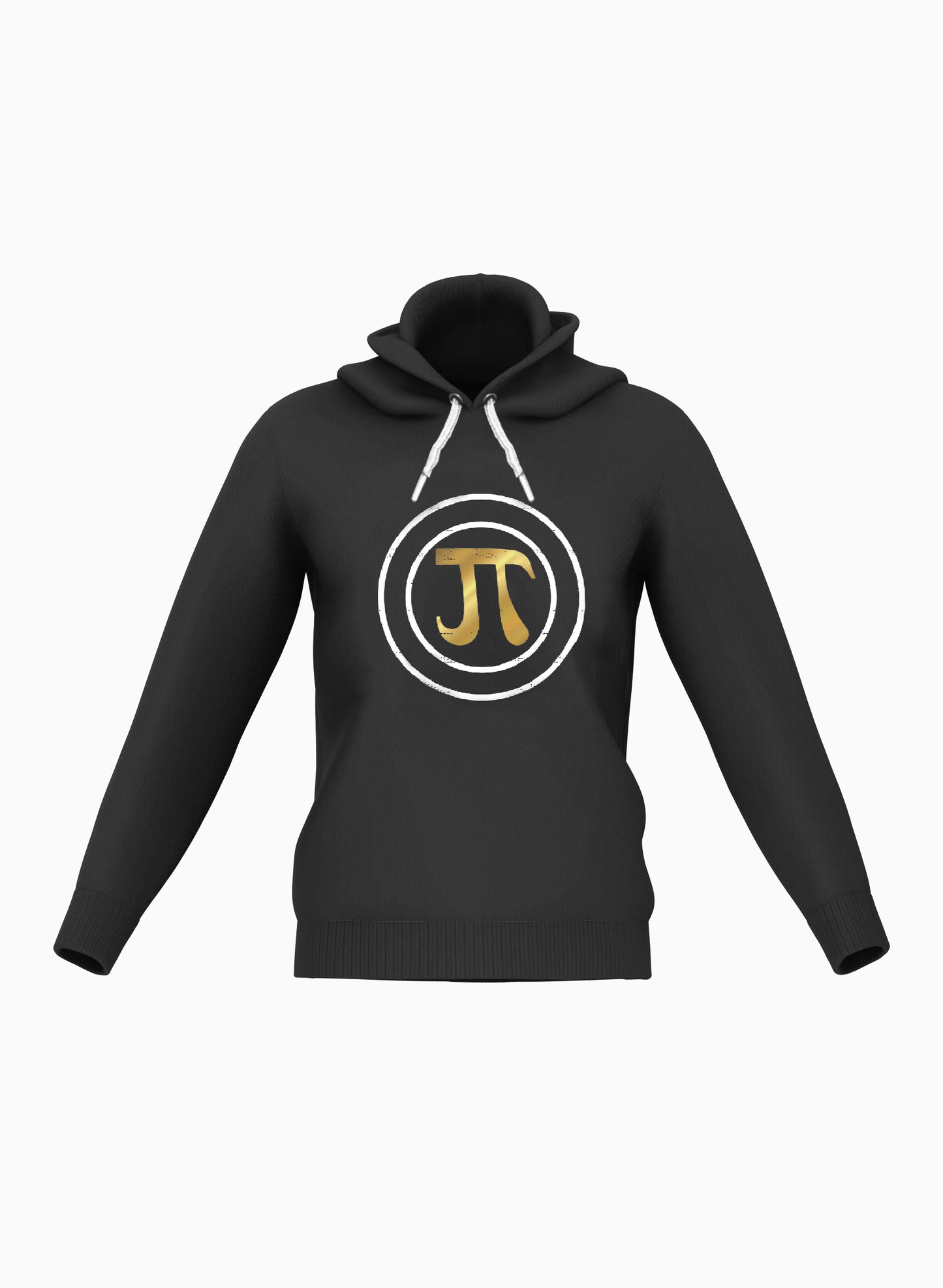 Jaeti gold and white on black double circle logo long sleeve hoodie