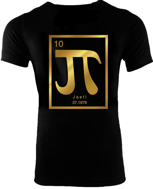Jaeti gold on black square logo short sleeve t-shirt