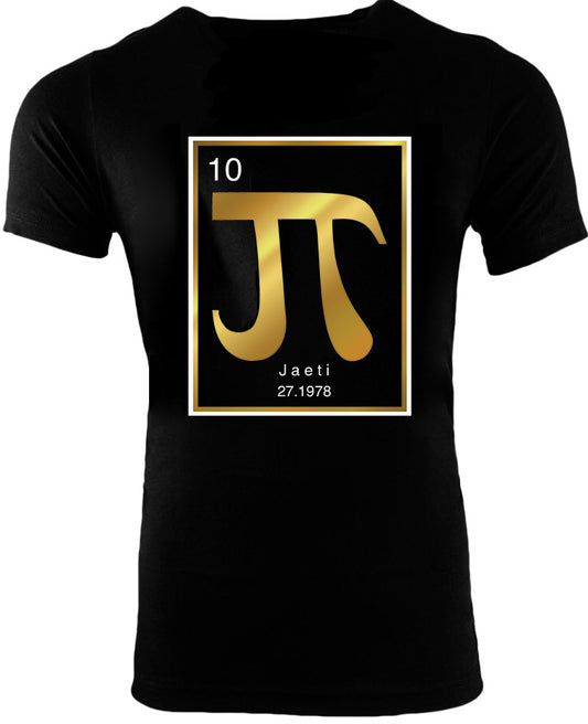 Jaeti gold and white on black square logo short sleeve t-shirt